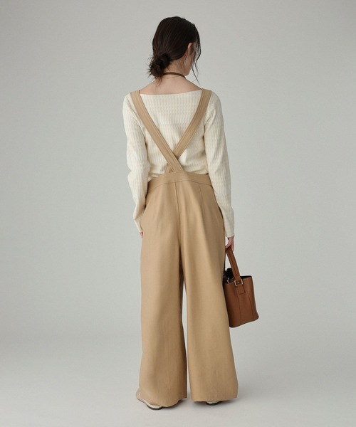 BABYLONE（バビロン）の「ヴィスコースダブルクロスサロペット（サロペット/オーバーオール・レディース・ブラック/ベージュ・フリー）」の5枚目の写真