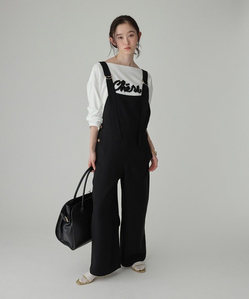 BABYLONE（バビロン）の「ヴィスコースダブルクロスサロペット（サロペット/オーバーオール・レディース・ブラック/ベージュ・フリー）」の6枚目の写真