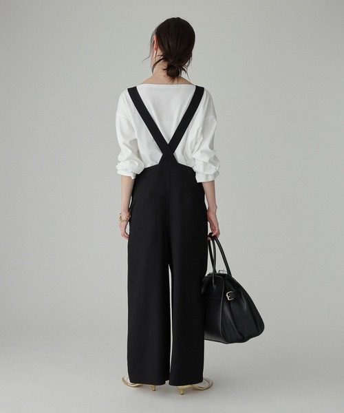 BABYLONE（バビロン）の「ヴィスコースダブルクロスサロペット（サロペット/オーバーオール・レディース・ブラック/ベージュ・フリー）」の7枚目の写真