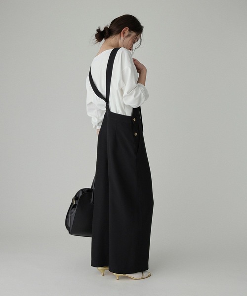BABYLONE（バビロン）の「ヴィスコースダブルクロスサロペット（サロペット/オーバーオール・レディース・ブラック/ベージュ・フリー）」の8枚目の写真