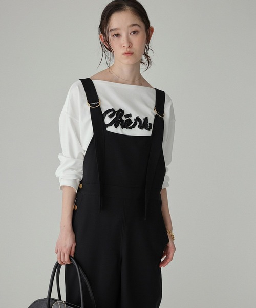 BABYLONE（バビロン）の「ヴィスコースダブルクロスサロペット（サロペット/オーバーオール・レディース・ブラック/ベージュ・フリー）」の10枚目の写真