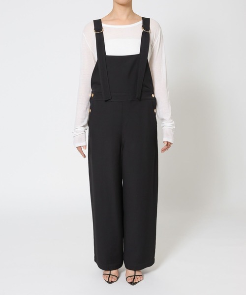 BABYLONE（バビロン）の「ヴィスコースダブルクロスサロペット（サロペット/オーバーオール・レディース・ブラック/ベージュ・フリー）」の11枚目の写真