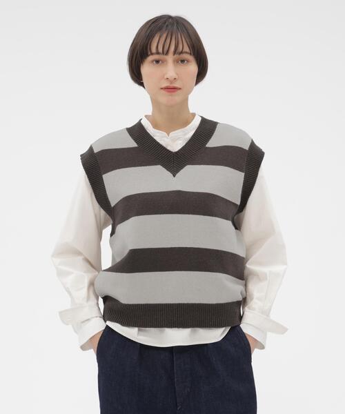 MHL.（エムエイチエル）の「WOOL COTTON KNITWEAR（ニット/セーター・レディース・ホワイト系その他3/グレー系その他3・2）」の2枚目の写真