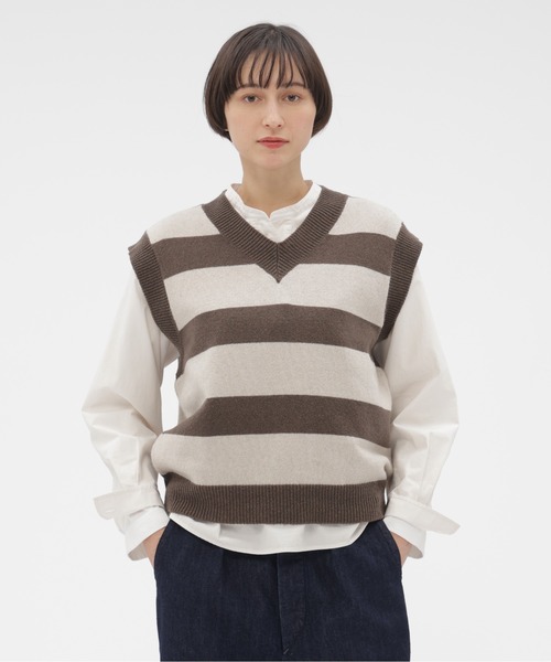 MHL.（エムエイチエル）の「WOOL COTTON KNITWEAR（ニット/セーター・レディース・ホワイト系その他3/グレー系その他3・2）」の2枚目の写真