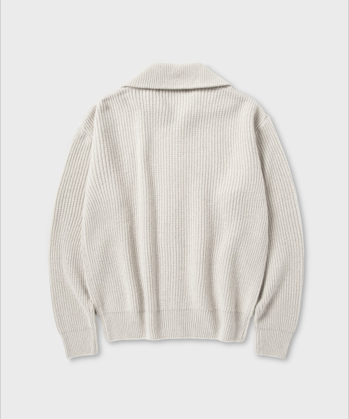 NONBLANK(ノンブランク)の「ルーズフィットジップアップカラーニット_クリームベージュ(ニット/セーター・メンズ・クリーム・M/L/XL)」の2枚目の写真