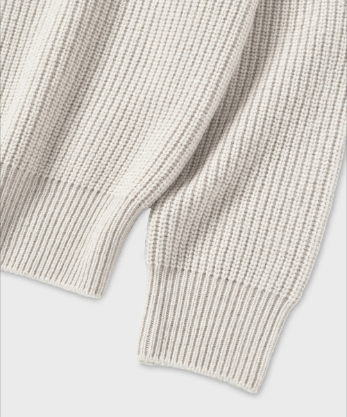 NONBLANK(ノンブランク)の「ルーズフィットジップアップカラーニット_クリームベージュ(ニット/セーター・メンズ・クリーム・M/L/XL)」の6枚目の写真