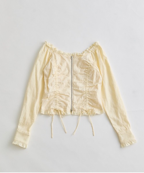 OLIVE des OLIVE（オリーブデオリーブ）の「ドロストジップブラウス（シャツ/ブラウス・レディース・イエロー/オフホワイト/ブラック・FREE）」の11枚目の写真