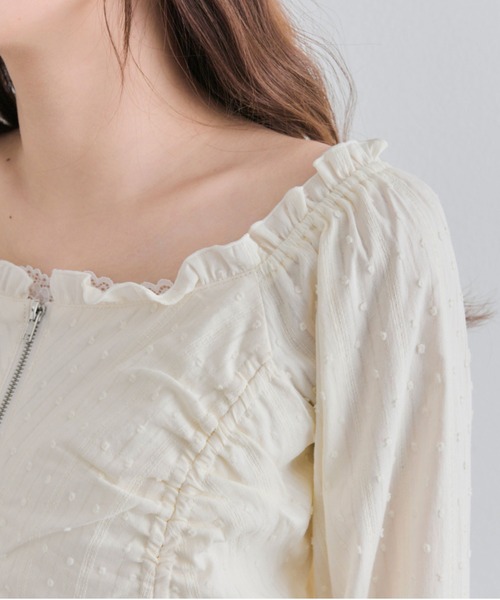 OLIVE des OLIVE（オリーブデオリーブ）の「ドロストジップブラウス（シャツ/ブラウス・レディース・イエロー/オフホワイト/ブラック・FREE）」の19枚目の写真