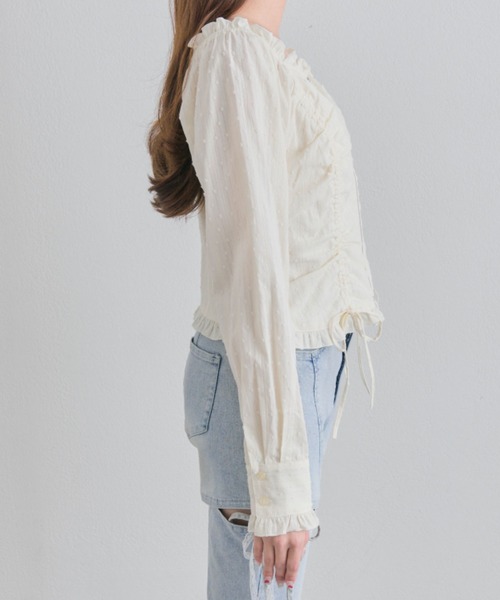 OLIVE des OLIVE（オリーブデオリーブ）の「ドロストジップブラウス（シャツ/ブラウス・レディース・イエロー/オフホワイト/ブラック・FREE）」の18枚目の写真