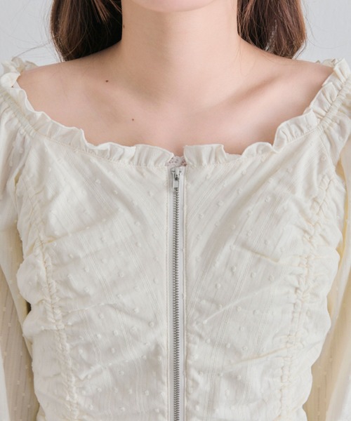 OLIVE des OLIVE（オリーブデオリーブ）の「ドロストジップブラウス（シャツ/ブラウス・レディース・イエロー/オフホワイト/ブラック・FREE）」の15枚目の写真