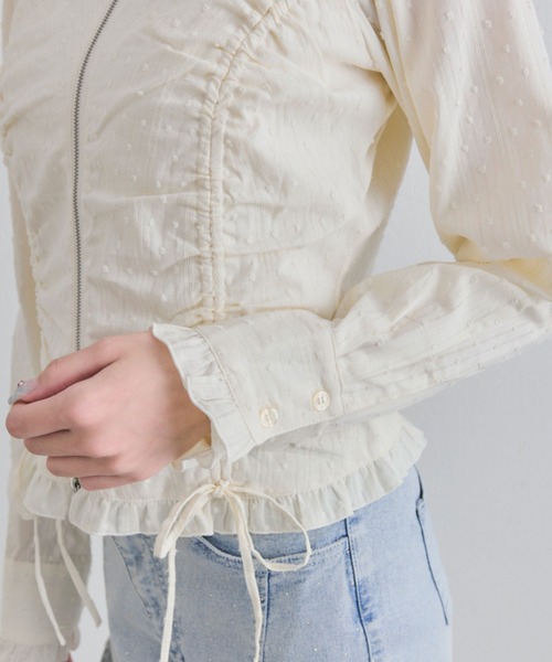 OLIVE des OLIVE（オリーブデオリーブ）の「ドロストジップブラウス（シャツ/ブラウス・レディース・イエロー/オフホワイト/ブラック・FREE）」の14枚目の写真