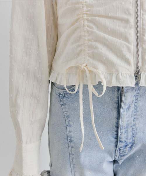 OLIVE des OLIVE（オリーブデオリーブ）の「ドロストジップブラウス（シャツ/ブラウス・レディース・イエロー/オフホワイト/ブラック・FREE）」の12枚目の写真