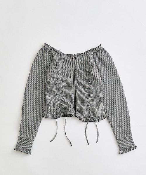 OLIVE des OLIVE（オリーブデオリーブ）の「ドロストジップブラウス（シャツ/ブラウス・レディース・イエロー/オフホワイト/ブラック・FREE）」の20枚目の写真