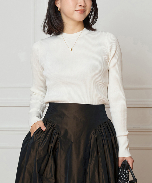 IENA LA BOUCLE（イエナラブークル）の「IENA LA BOUCLE コットンシルクRIBプルオーバー（ニット/セーター・レディース・パープル/バーガンディー/ホワイト・FREE）」の7枚目の写真