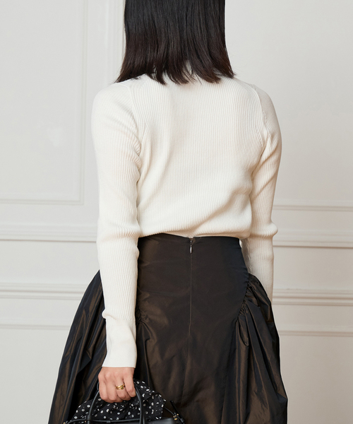 IENA LA BOUCLE（イエナラブークル）の「IENA LA BOUCLE コットンシルクRIBプルオーバー（ニット/セーター・レディース・パープル/バーガンディー/ホワイト・FREE）」の9枚目の写真