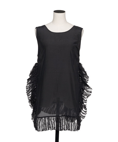 muller of yoshiokubo（ミュラーオブヨシオクボ）の「muller of yoshiokubo ミュラーオブヨシオクボ / RUFFLE CHIFFON TOP ラッフルシアーシフォントップス / MLS26201（タンクトップ・レディース・ブラック/アイボリー・FREE）」の7枚目の写真