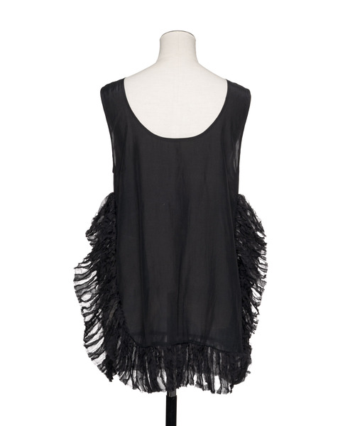 muller of yoshiokubo（ミュラーオブヨシオクボ）の「muller of yoshiokubo ミュラーオブヨシオクボ / RUFFLE CHIFFON TOP ラッフルシアーシフォントップス / MLS26201（タンクトップ・レディース・ブラック/アイボリー・FREE）」の8枚目の写真