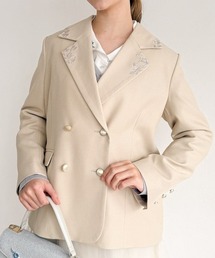 an another angelus | ローズ刺繍衿ダブル釦ジャケット/fint フィント(テーラードジャケット)