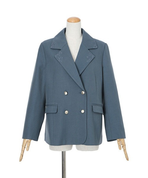an another angelus（アンアナザーアンジェラス）の「ローズ刺繍衿ダブル釦ジャケット/fint フィント（テーラードジャケット・レディース・ライトベージュ/ブルーグレー・FREE）」の16枚目の写真