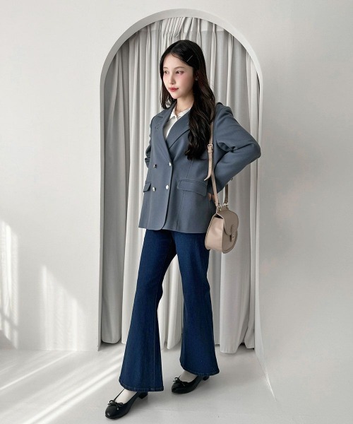 an another angelus（アンアナザーアンジェラス）の「ローズ刺繍衿ダブル釦ジャケット/fint フィント（テーラードジャケット・レディース・ライトベージュ/ブルーグレー・FREE）」の7枚目の写真