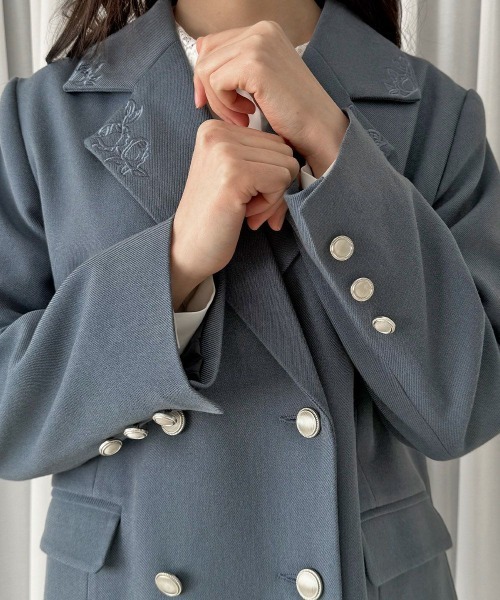 an another angelus（アンアナザーアンジェラス）の「ローズ刺繍衿ダブル釦ジャケット/fint フィント（テーラードジャケット・レディース・ライトベージュ/ブルーグレー・FREE）」の12枚目の写真