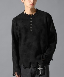 LAND MUSEUM | LAND MUSEUM／ダメージヘンリーニット(ニット/セーター)