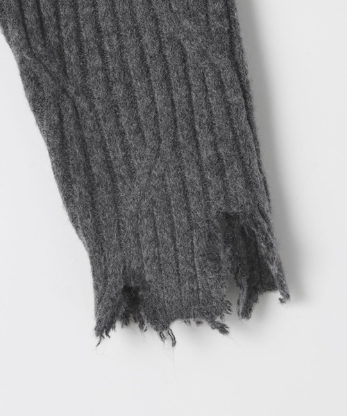 LAND MUSEUM(ランドミュージアム)の「LAND MUSEUM/ダメージヘンリーニット(ニット/セーター・メンズ・グレー/ブラック・MEDIUM/LARGE)」の18枚目の写真