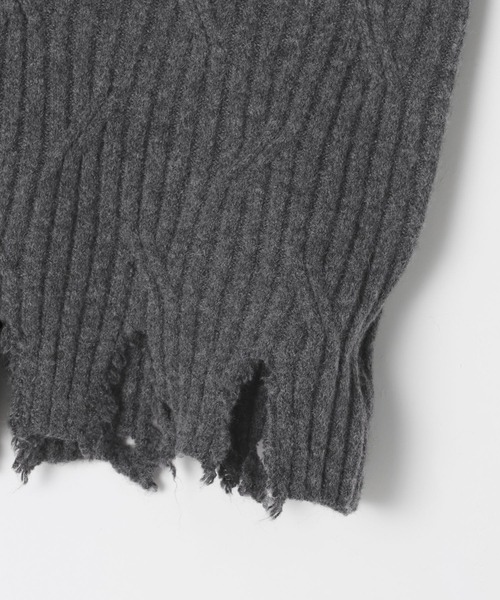 LAND MUSEUM(ランドミュージアム)の「LAND MUSEUM/ダメージヘンリーニット(ニット/セーター・メンズ・グレー/ブラック・MEDIUM/LARGE)」の19枚目の写真