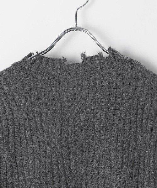 LAND MUSEUM(ランドミュージアム)の「LAND MUSEUM/ダメージヘンリーニット(ニット/セーター・メンズ・グレー/ブラック・MEDIUM/LARGE)」の20枚目の写真