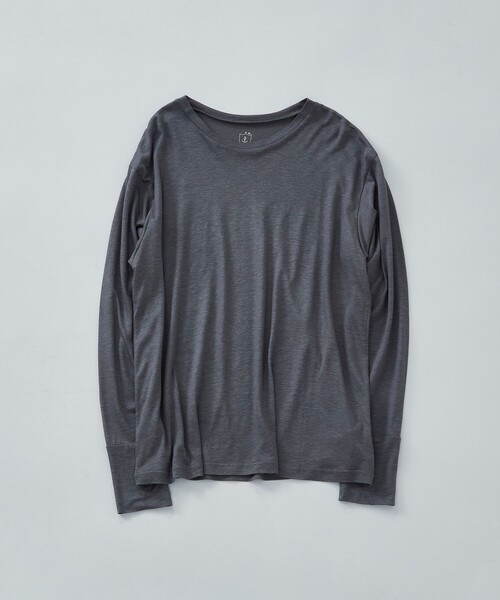 LOISIR(ロワズィール)の「リネンレーヨン天竺クルーネックプルオーバー(Tシャツ/カットソー・レディース・ブラック/オフホワイト/グレイッシュブルー・FREE)」の3枚目の写真