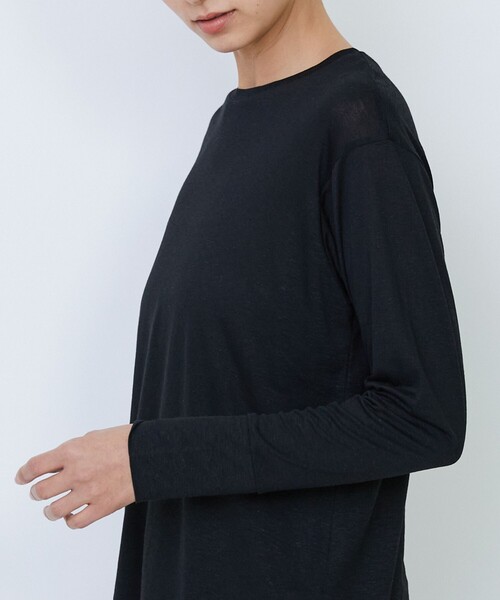 LOISIR(ロワズィール)の「リネンレーヨン天竺クルーネックプルオーバー(Tシャツ/カットソー・レディース・ブラック/オフホワイト/グレイッシュブルー・FREE)」の12枚目の写真