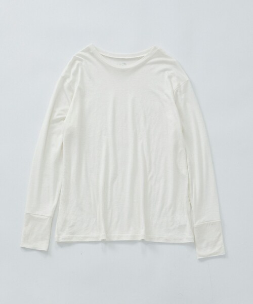 LOISIR(ロワズィール)の「リネンレーヨン天竺クルーネックプルオーバー(Tシャツ/カットソー・レディース・ブラック/オフホワイト/グレイッシュブルー・FREE)」の13枚目の写真