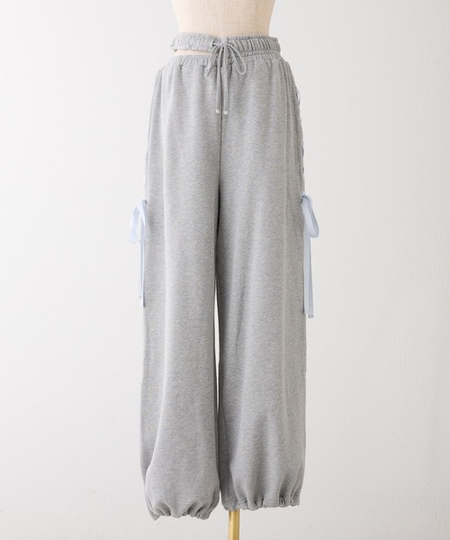 one after another NICE CLAUP（ワンアフターアナザーナイスクラップ）の「サイドカットレースアップスウェットパンツ/SMサイズ【セットアップスウェットあり】（スウェットパンツ・レディース・ブラック/杢グレー/ピンク・SMALL/MEDIUM）」の13枚目の写真
