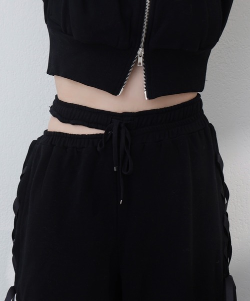 one after another NICE CLAUP（ワンアフターアナザーナイスクラップ）の「サイドカットレースアップスウェットパンツ/SMサイズ【セットアップスウェットあり】（スウェットパンツ・レディース・ブラック/杢グレー/ピンク・SMALL/MEDIUM）」の20枚目の写真