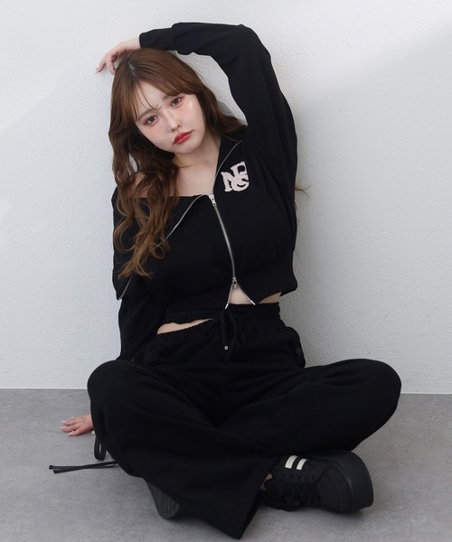 one after another NICE CLAUP（ワンアフターアナザーナイスクラップ）の「サイドカットレースアップスウェットパンツ/SMサイズ【セットアップスウェットあり】（スウェットパンツ・レディース・ブラック/杢グレー/ピンク・SMALL/MEDIUM）」の21枚目の写真