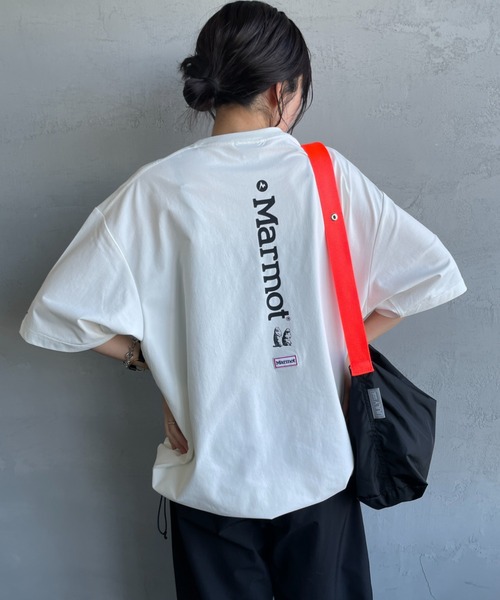 MARMOT（マーモット）の「【WEB先行予約】[Marmot/マーモット] 別注 ドローコード付き バーティカルロゴ バックプリントTシャツ（Tシャツ/カットソー・レディース・ホワイト/ベージュ/ブラック・S/M/L/XL）」の9枚目の写真