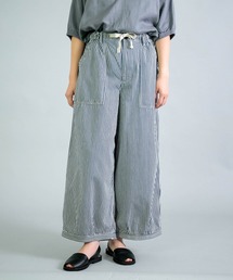 [OMNIGOD womens / オムニゴッド] ヒッコリーデニム パラシュートベーカーパンツ