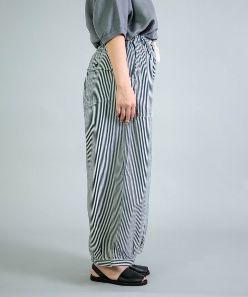 OMNIGOD womens / オムニゴッド] ヒッコリーデニム パラシュート
