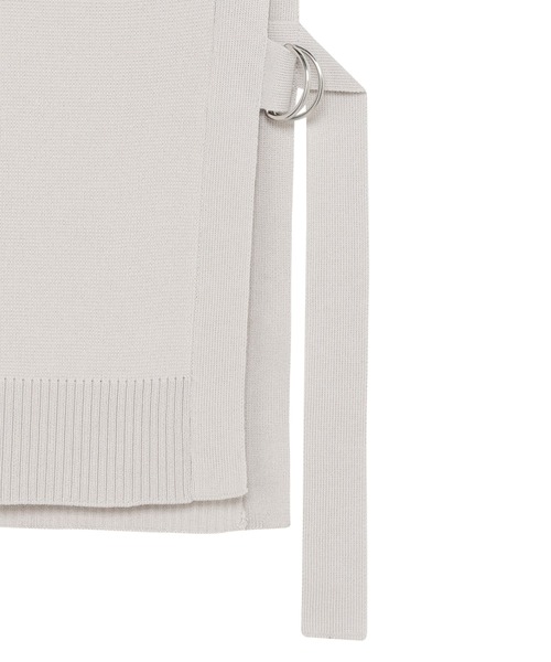 TOKYO SHIRTS（トウキョウシャツ）の「ミラノリブ Ｄカンベルト付 ニットベスト（ベスト・レディース・ライトグレー/オフホワイト・M/L）」の7枚目の写真