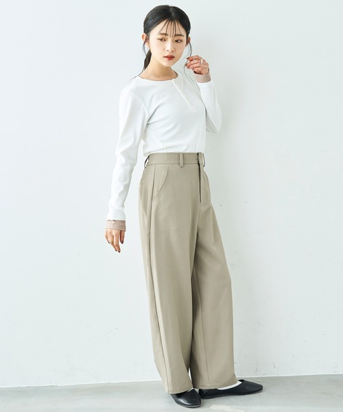 mil(ミル)の「美シルエット カーブパンツ【586128】(スラックス・レディース・ブラック/ライトベージュ/グレイッシュベージュ・FREE/S-Short/S-Regular/M-Short/M-Regular)」の20枚目の写真