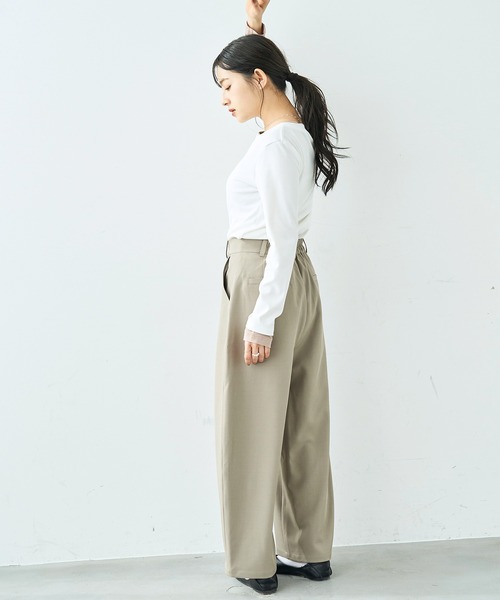 mil(ミル)の「美シルエット カーブパンツ【586128】(スラックス・レディース・ブラック/ライトベージュ/グレイッシュベージュ・FREE/S-Short/S-Regular/M-Short/M-Regular)」の22枚目の写真