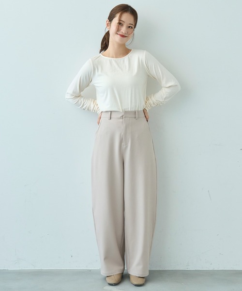 mil(ミル)の「美シルエット カーブパンツ【586128】(スラックス・レディース・ブラック/ライトベージュ/グレイッシュベージュ・FREE/S-Short/S-Regular/M-Short/M-Regular)」の16枚目の写真