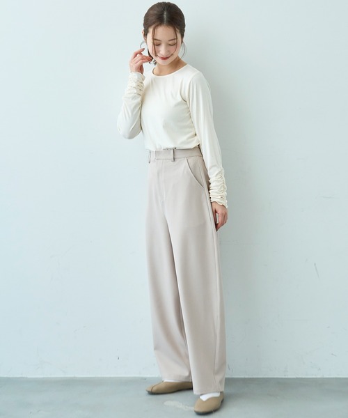mil(ミル)の「美シルエット カーブパンツ【586128】(スラックス・レディース・ブラック/ライトベージュ/グレイッシュベージュ・FREE/S-Short/S-Regular/M-Short/M-Regular)」の17枚目の写真
