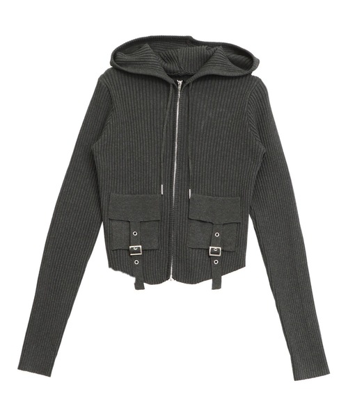 ANAP(アナップ)の「リブニットフラップポケット ダブルジップ トップス(ニット/セーター・レディース・ブルー/ダークグレー/ライトグレー・F)」の15枚目の写真