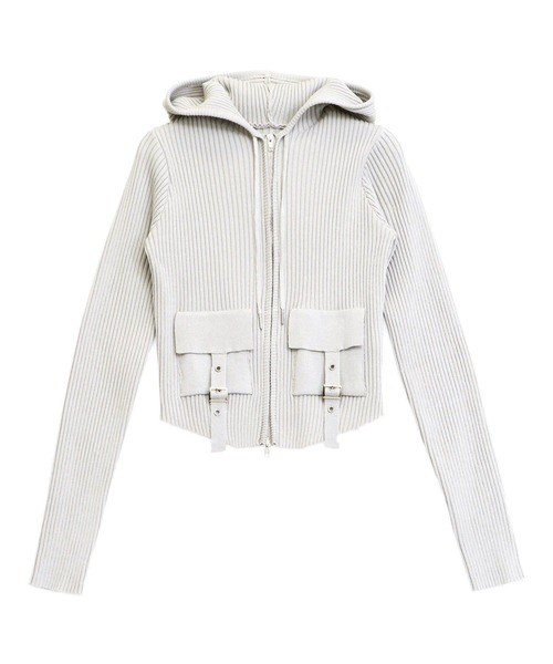 ANAP(アナップ)の「リブニットフラップポケット ダブルジップ トップス(ニット/セーター・レディース・ブルー/ダークグレー/ライトグレー・F)」の13枚目の写真