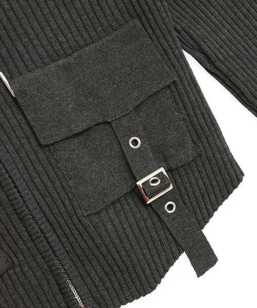 ANAP(アナップ)の「リブニットフラップポケット ダブルジップ トップス(ニット/セーター・レディース・ブルー/ダークグレー/ライトグレー・F)」の18枚目の写真