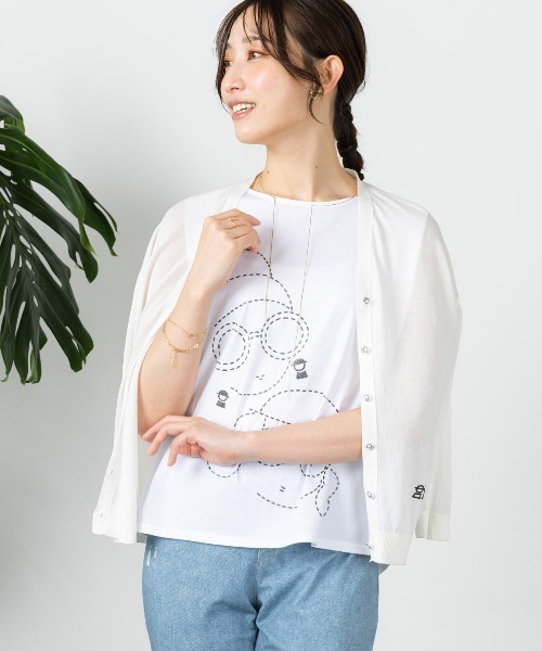 STUDIO PICONE(スタジオピッコーネ)の「和紙コットン混シアーカーディガン(カーディガン/ボレロ・レディース・ブルー/ブラック/レッド/ホワイト・M/L)」の1枚目の写真