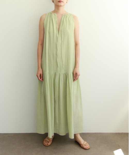 WALANCE（ワランス）の「natural dye Sheer Cotton Check gather dress（ワンピース・レディース・グリーン/イエロー/レッド系その他・FREE）」の20枚目の写真