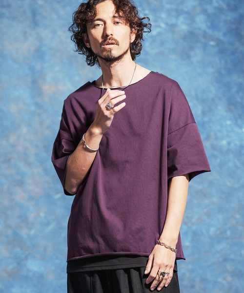 Jih Nunc（ジーヌンク）の「mt10230-ルーズネックカットソー(JIH-R1182)（Tシャツ/カットソー・メンズ・パープル/ブラック/ダークグリーン/ホワイト・L/M/S）」の5枚目の写真