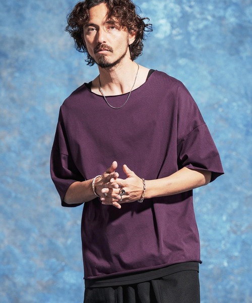 Jih Nunc（ジーヌンク）の「mt10230-ルーズネックカットソー(JIH-R1182)（Tシャツ/カットソー・メンズ・パープル/ブラック/ダークグリーン/ホワイト・L/M/S）」の6枚目の写真